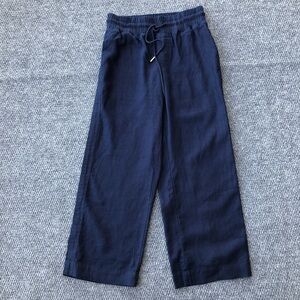 Quince 100% European linen wide leg pant size S deep Navy